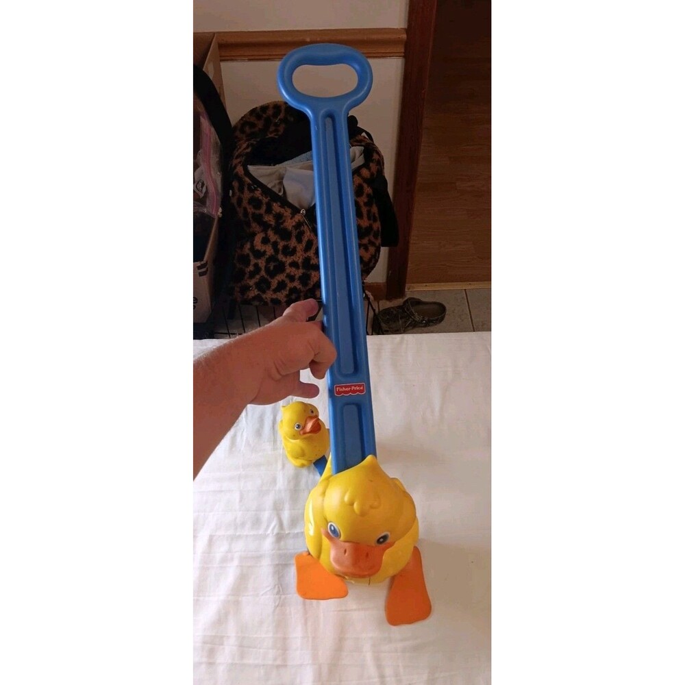 Vintage 1998 Walk 'n Waddle Duck w/ Baby Duckling Push Toy w/ Sound Fisher-Price